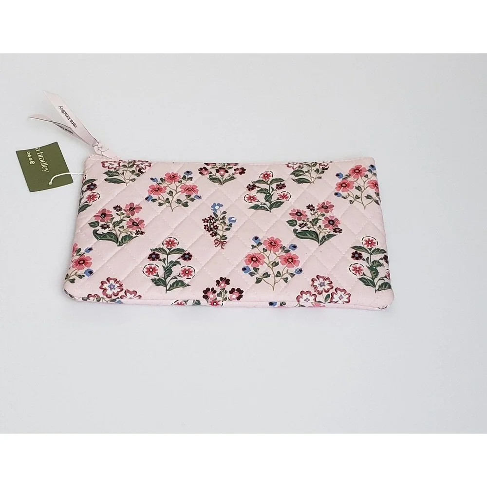 Vera Bradley Western Garden Quilted Medium Pouch Pink Floral Makeup Bag Travel